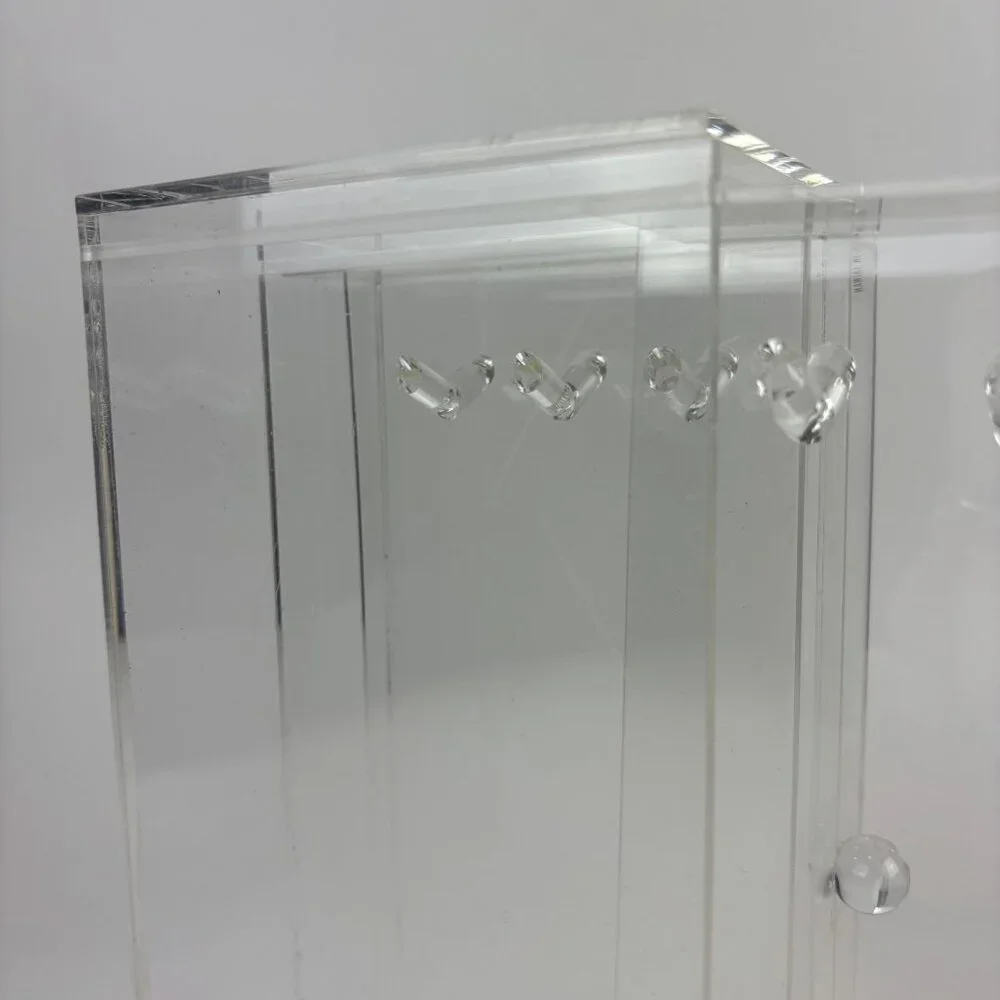 Vintage 80s Acrylic Necklace Box Clear Travel Organizer Jewelry Storage